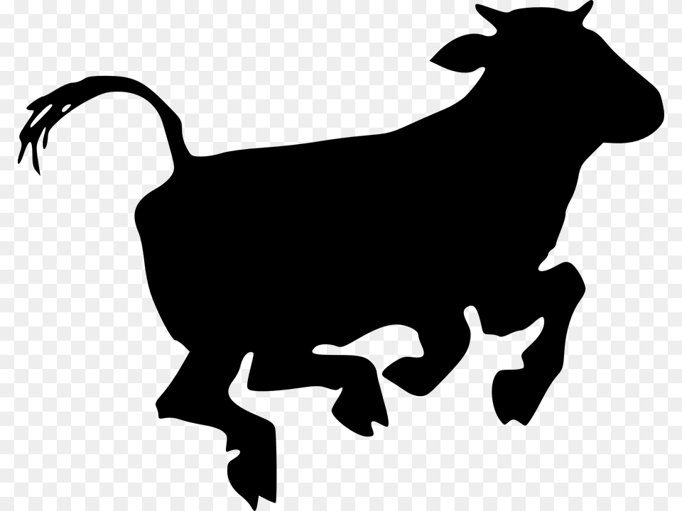 Jumping Cow Clip Art, Gray Free Png Download
