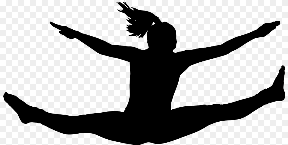 Jumping Girl Silhouette Person Jumping Silhouette, Gray Free Png