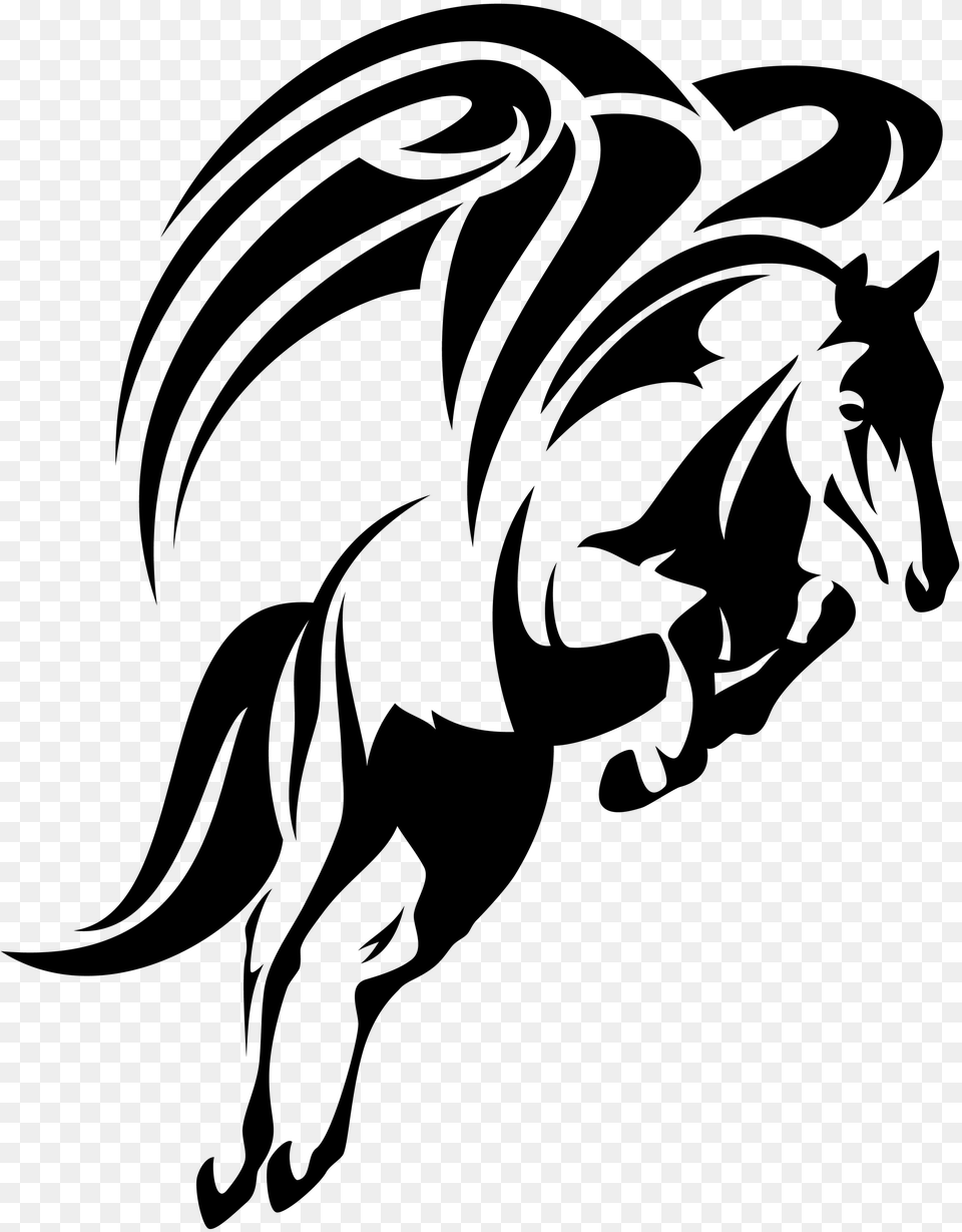 Jumping Horse Black And White, Gray Free Png