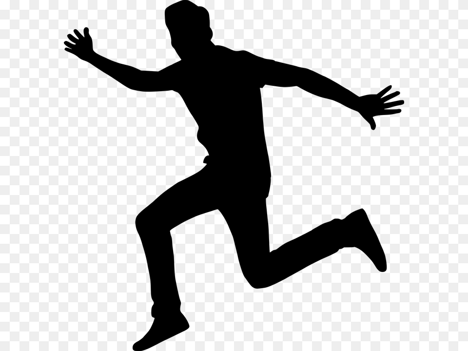 Jumping Man Silhouette, Gray Free Transparent Png