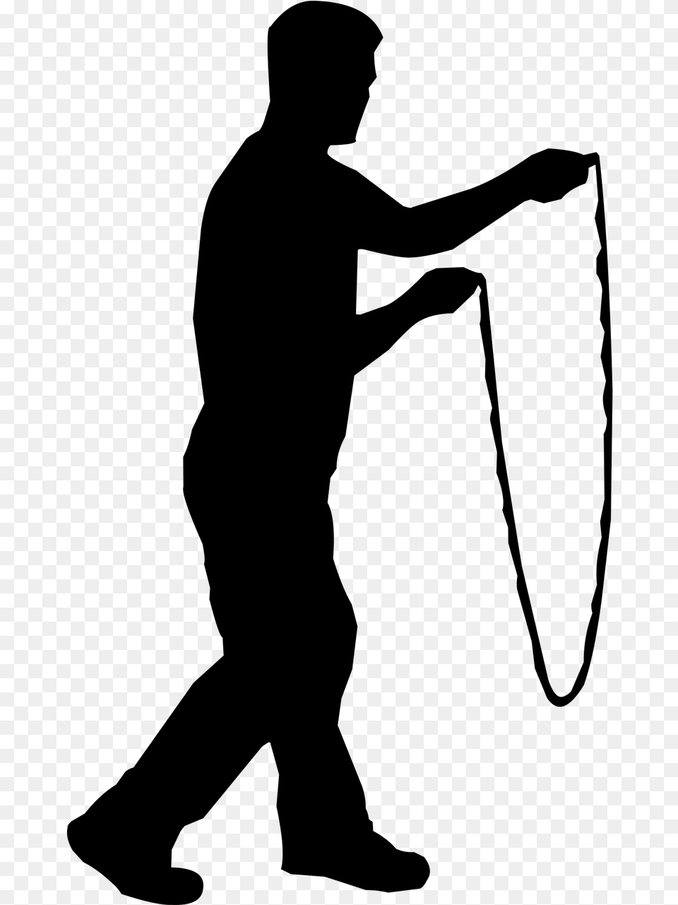 Jumping Rope Man Silhouette Photo, Gray Png Image
