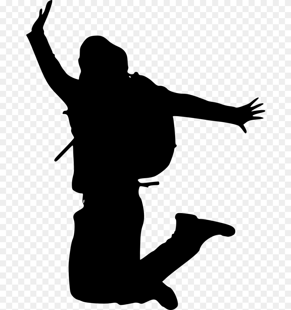 Jumping Silhouette For Kids Person Jumping Silhouette Transparent, Gray Free Png