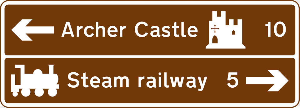 Junction Ahead From A Motorway Exit Slip Road To The Tourist Attractions Shown Clipart, Sign, Symbol, Road Sign, First Aid Png