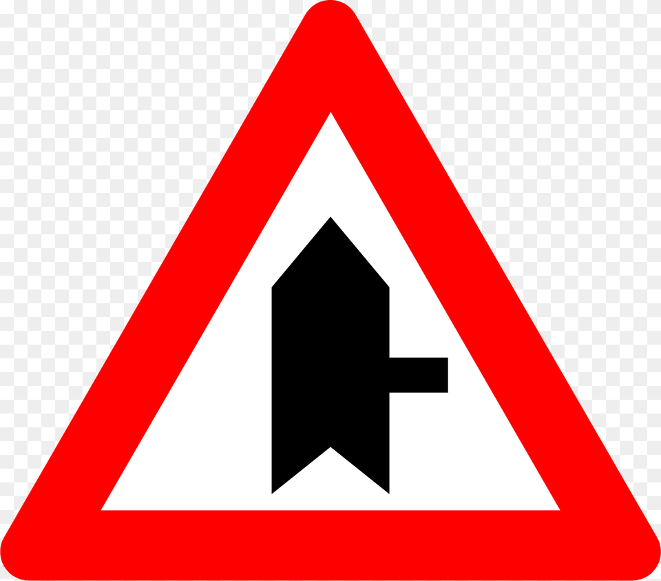 Junction With A Minor Road Sign In Belgium Clipart, Symbol, Road Sign Free Png