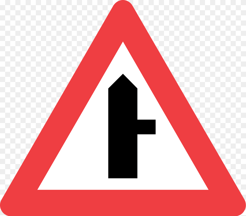 Junction With A Minor Road Sign In Denmark Clipart, Symbol, Road Sign Free Png