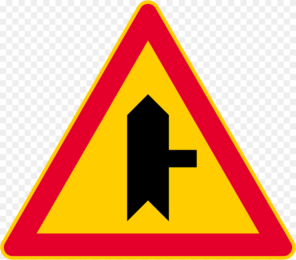 Junction With A Minor Road Sign In Finland Clipart, Symbol, Road Sign Png