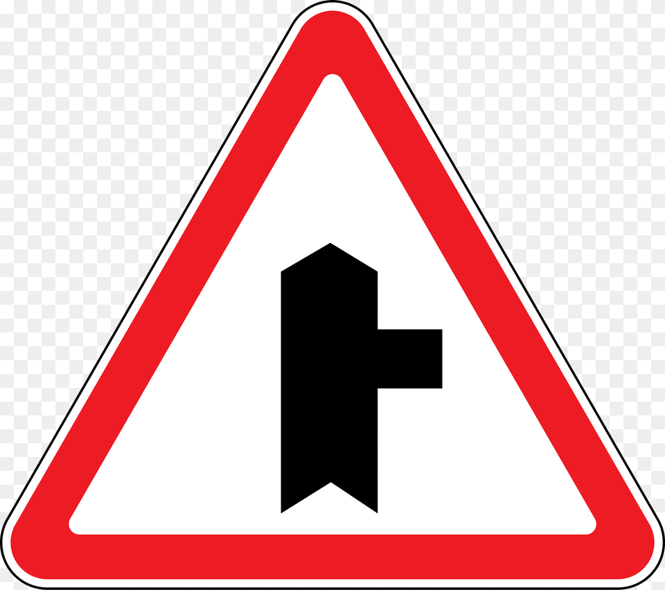 Junction With A Minor Road Sign In Moldova Clipart, Symbol, Road Sign Free Png
