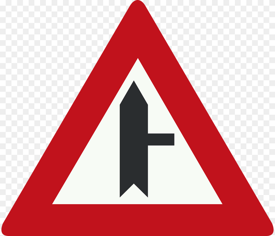 Junction With A Minor Road Sign In Netherlands Clipart, Symbol, Road Sign Free Png Download