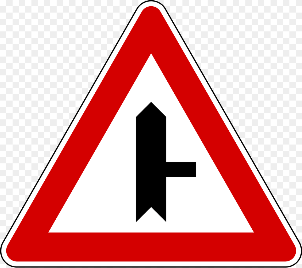 Junction With A Minor Road Sign In Slovenia Clipart, Symbol, Road Sign Free Transparent Png