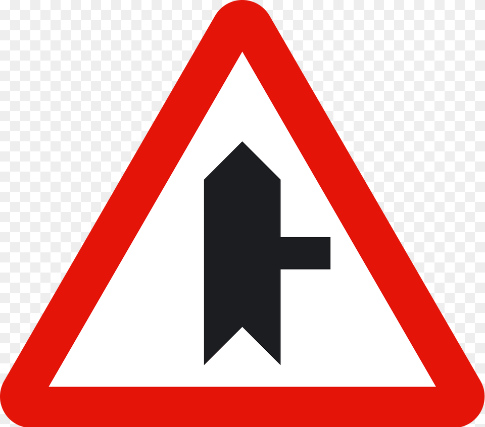 Junction With A Minor Road Sign In Spain Clipart, Symbol, Road Sign, Dynamite, Weapon Free Png Download