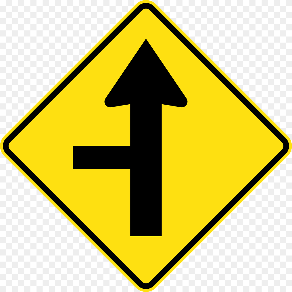Junction With A Side Road Ahead Sign In Australia Clipart, Symbol, Road Sign Png Image