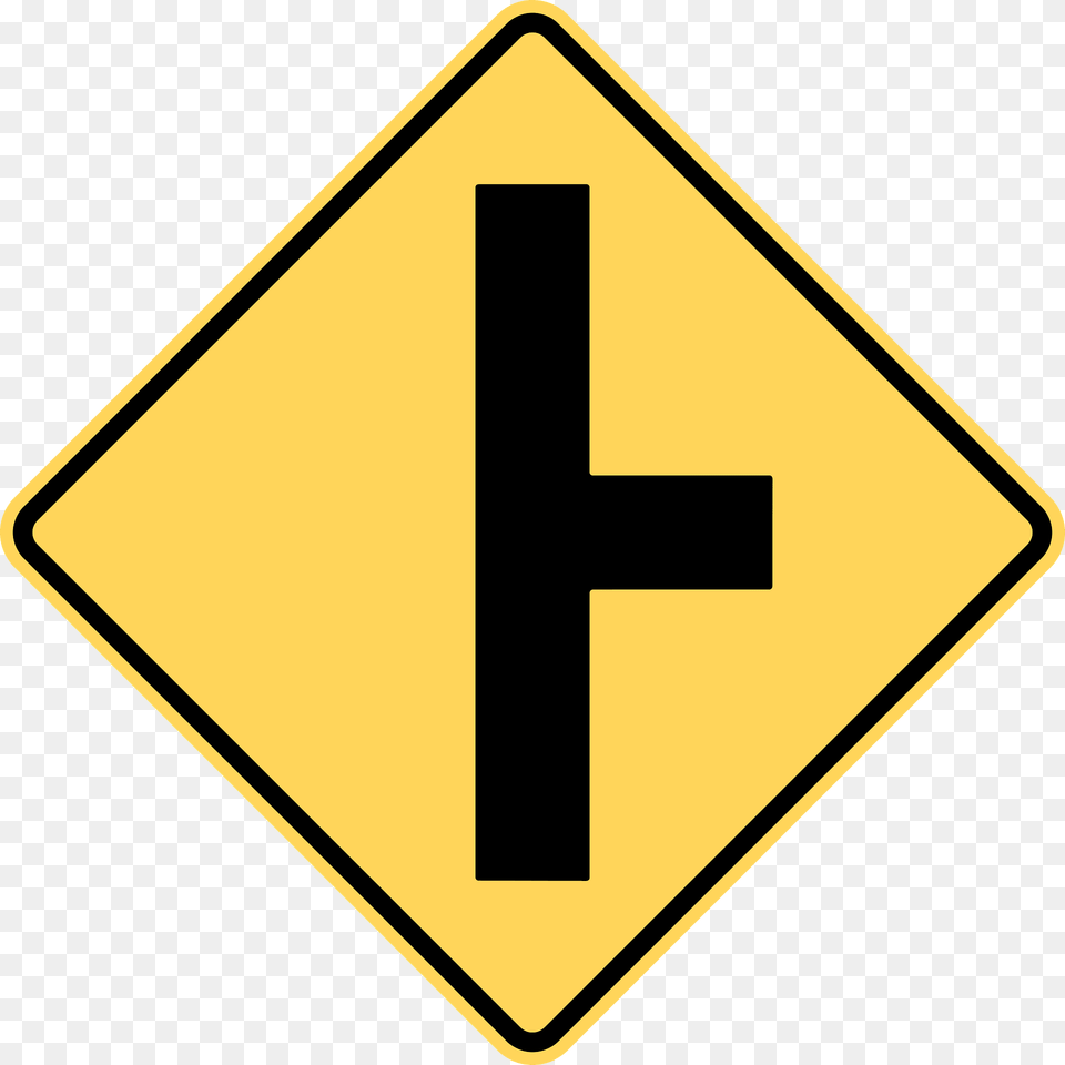 Junction With A Side Road Ahead Sign In British Columbia Clipart, Symbol, Road Sign Free Transparent Png