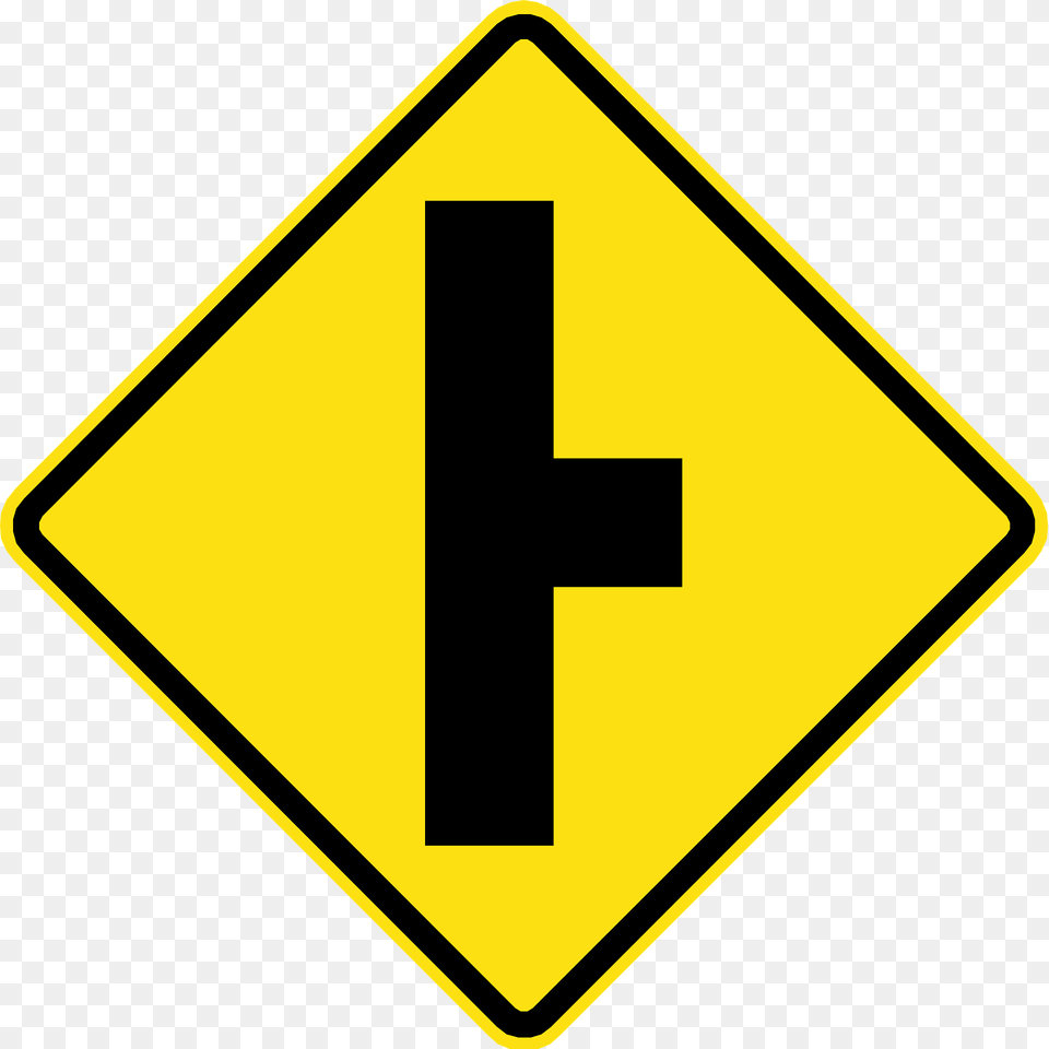 Junction With A Side Road Ahead Sign In Chile Clipart, Symbol, Road Sign, Cross Png Image