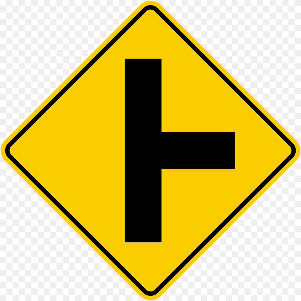 Junction With A Side Road Ahead Sign In Colombia Clipart, Symbol, Road Sign Png Image