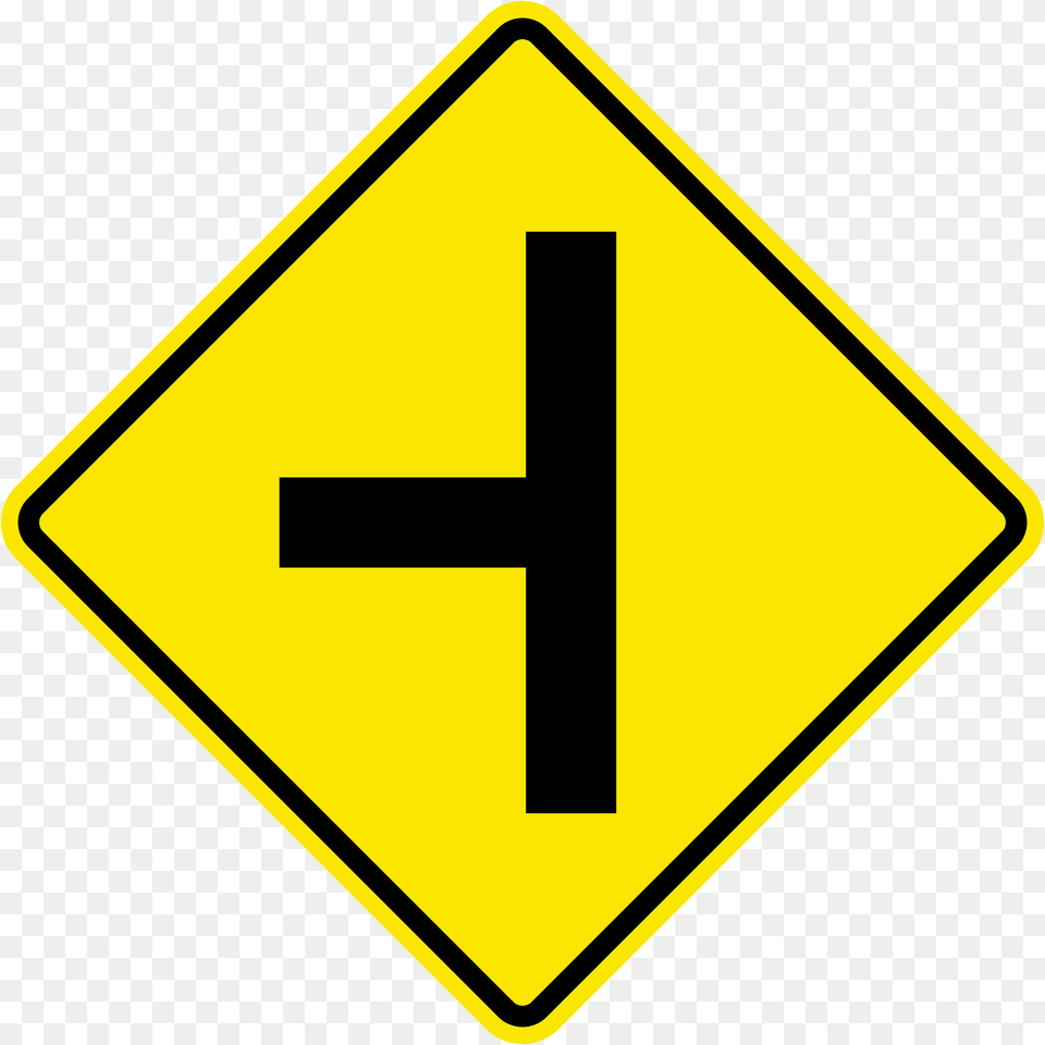 Junction With A Side Road Ahead Sign In Jamaica Clipart, Road Sign, Symbol Png Image