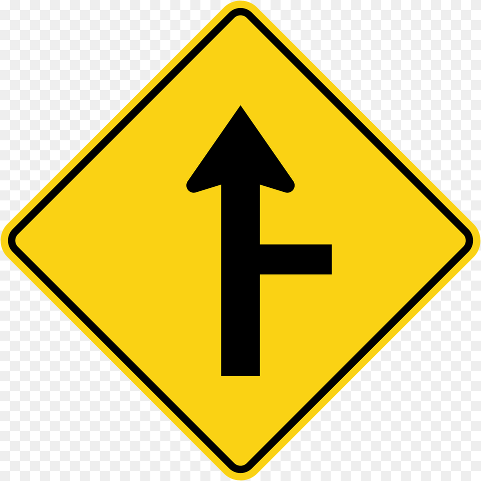 Junction With A Side Road Ahead Sign In Ontario Clipart, Symbol, Road Sign Free Png Download