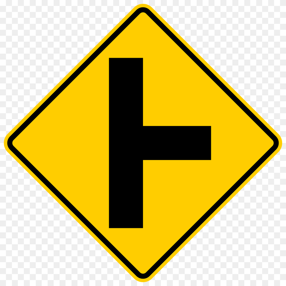 Junction With A Side Road Ahead Sign In United States Clipart, Symbol, Road Sign Free Transparent Png