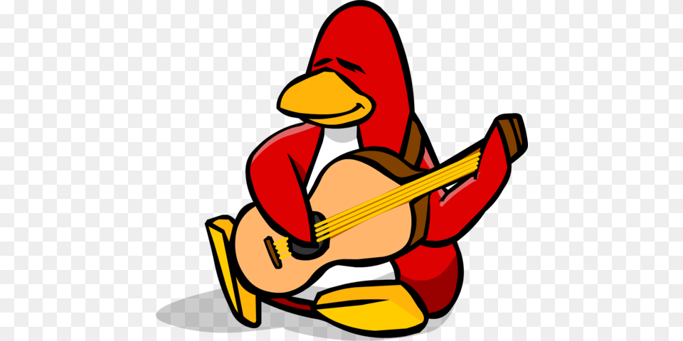 June 2006 Accoustic Guitar Penguin Style Club Penguin Penguin Playing Guitar, Baby, Person, Clothing, Hat Png Image