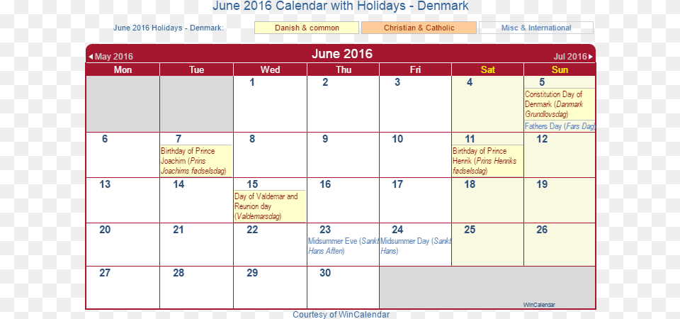 June 2016 Calendar With Dnk Holidays Calendario 2020 Peru Con Feriados, Text Png
