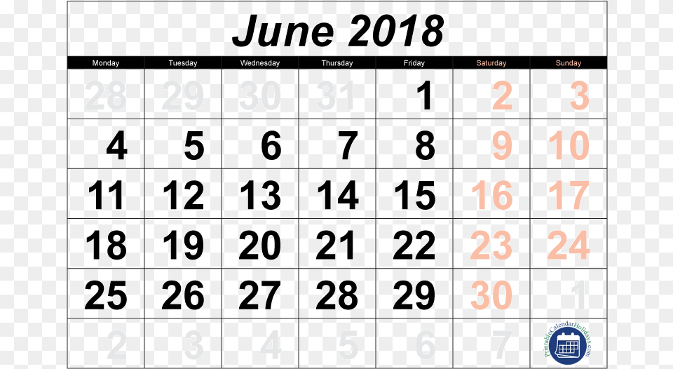 June 2018 Calendar, Scoreboard, Text, Number, Symbol Free Png Download