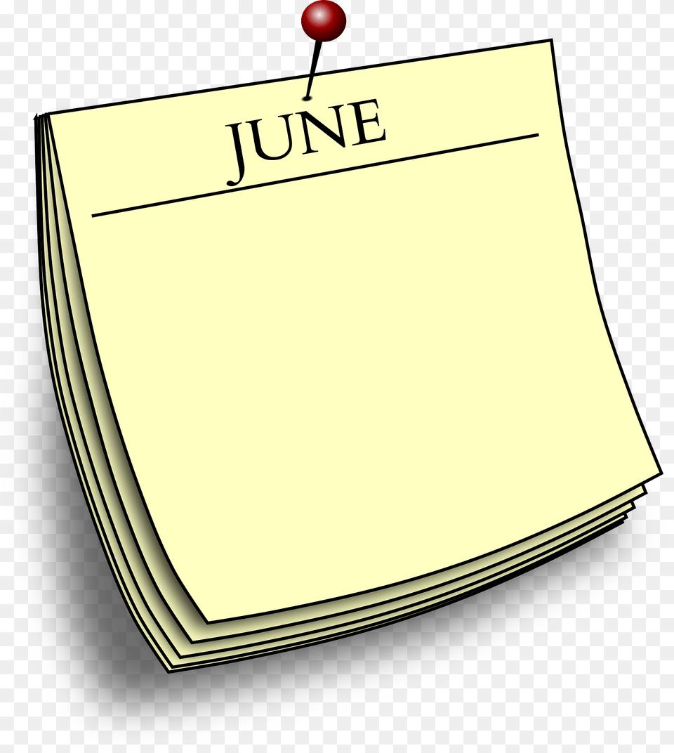 June Pinned Note, Page, Text Png