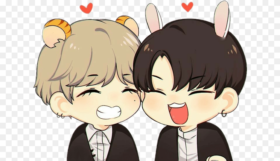 Jungkook And Taehyung Chibi, Book, Comics, Publication, Person Png Image