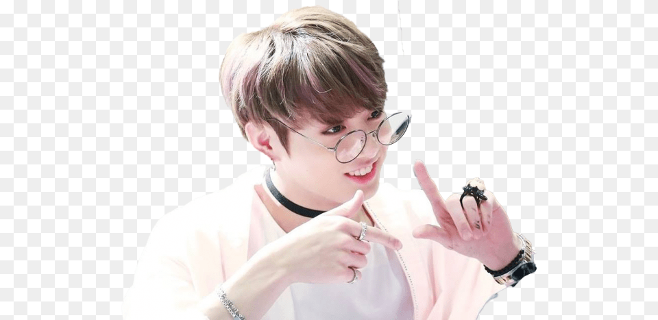 Jungkook Bts Wearing Glasses, Accessories, Photography, Head, Hand Free Png