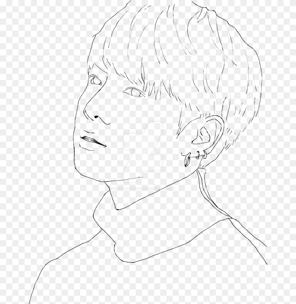 Jungkook Lineart By Lucyheartfilia Bts, Logo, Text, Symbol Free Png Download