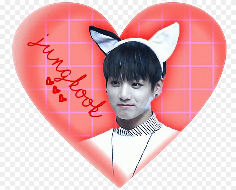 Jungkook Red Heart Love Icon Overlay Sticker Tumblr Cute Jungkook, Face, Head, Person, Photography Free Png