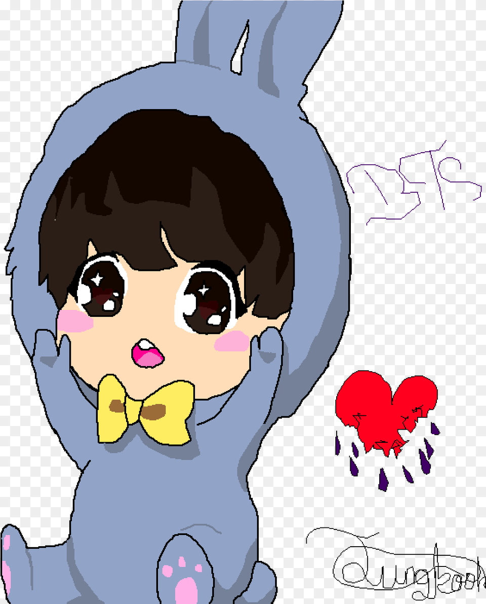 Jungkook Traced Cartoon, Baby, Person, Face, Head Png Image