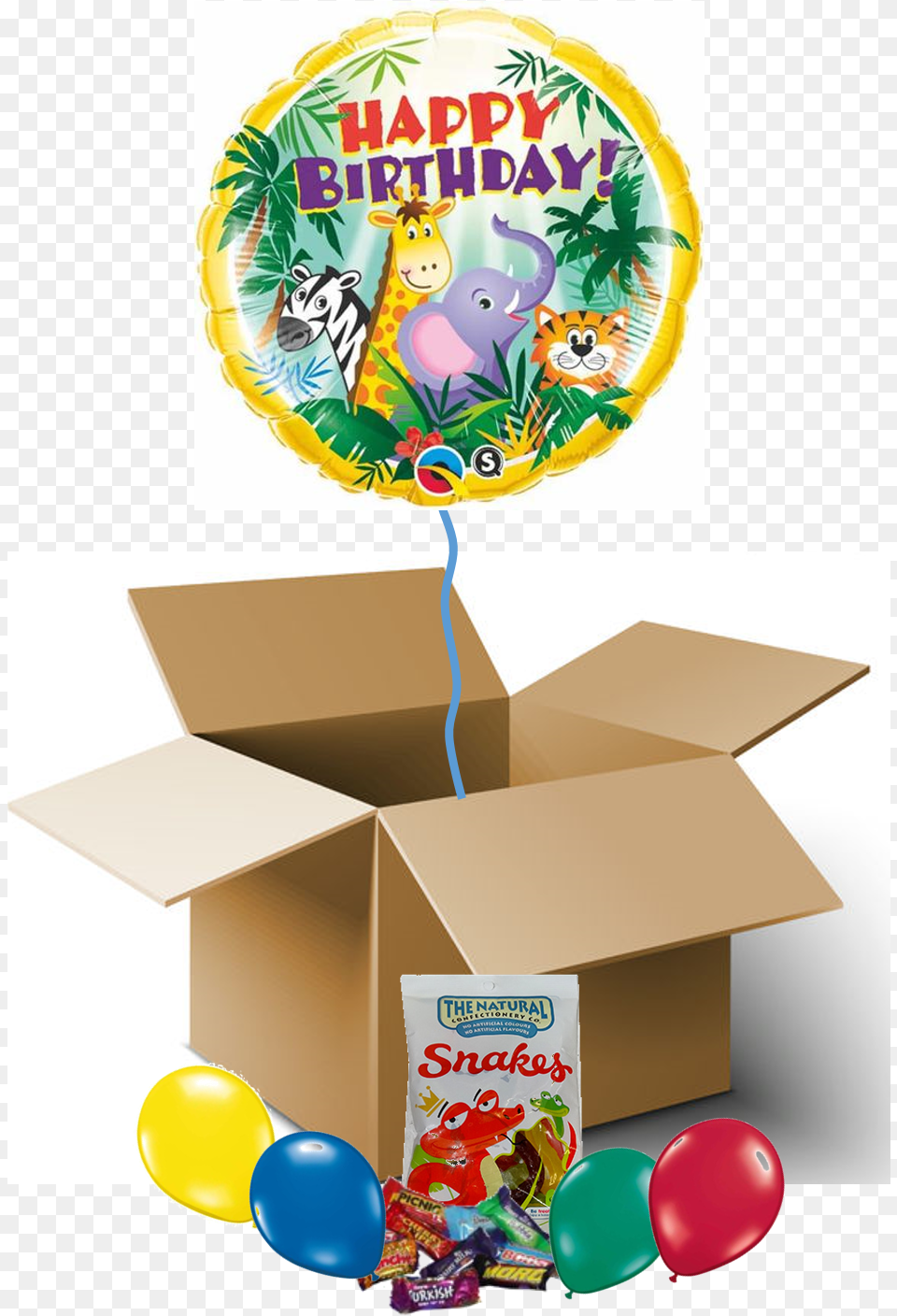 Jungle Birthday Wishes Balloon In A Box Happy Birthday Jungle Theme, Cardboard, Carton Png