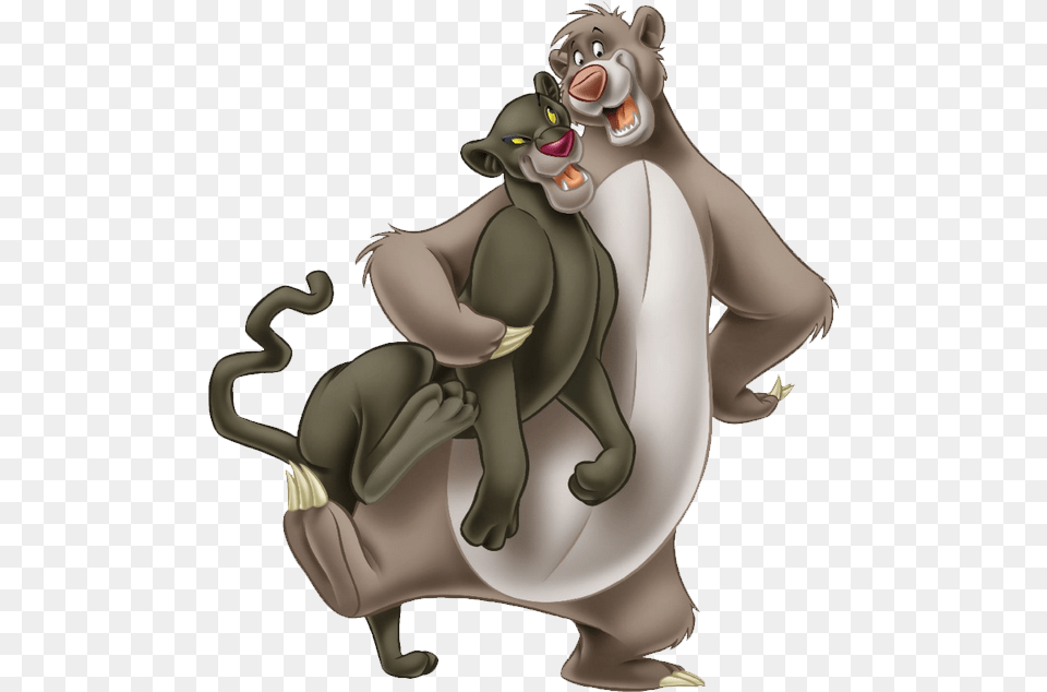 Jungle Book 2016 Clipart Black And White Image Disney Baloo And Bagheera, Animal, Wildlife, Mammal, Bear Free Png