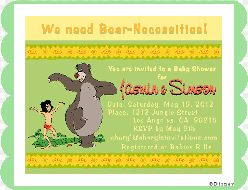 Jungle Book Baby Shower Invitations Free Transparent Png