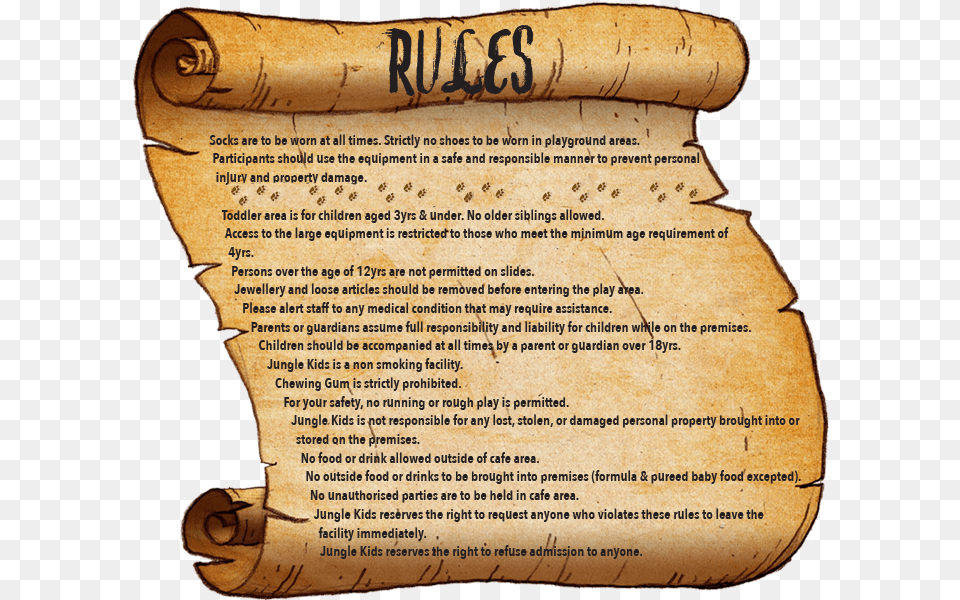 Jungle Kids Rules Black And White Scroll Of Rules, Text, Document Free Png Download