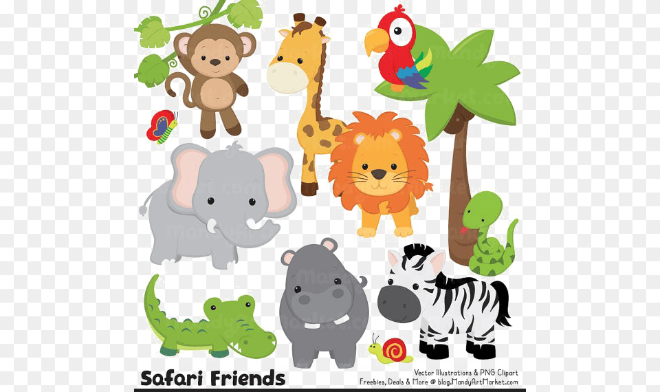 Jungle Safari Pic Vector Clipart Psd Cute Wild Animals Clipart, Toy, Plush, Animal, Pig Free Png Download