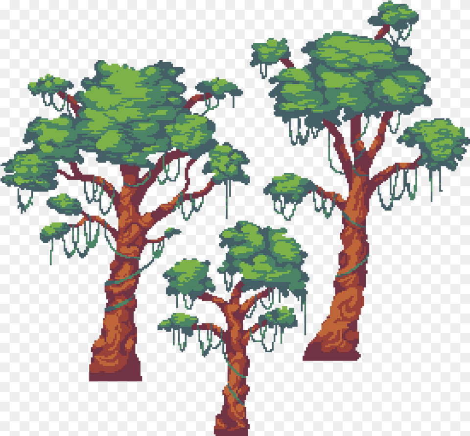 Jungle Tree Pixel Art Tree 2d, Vegetation, Plant, Land, Nature Png