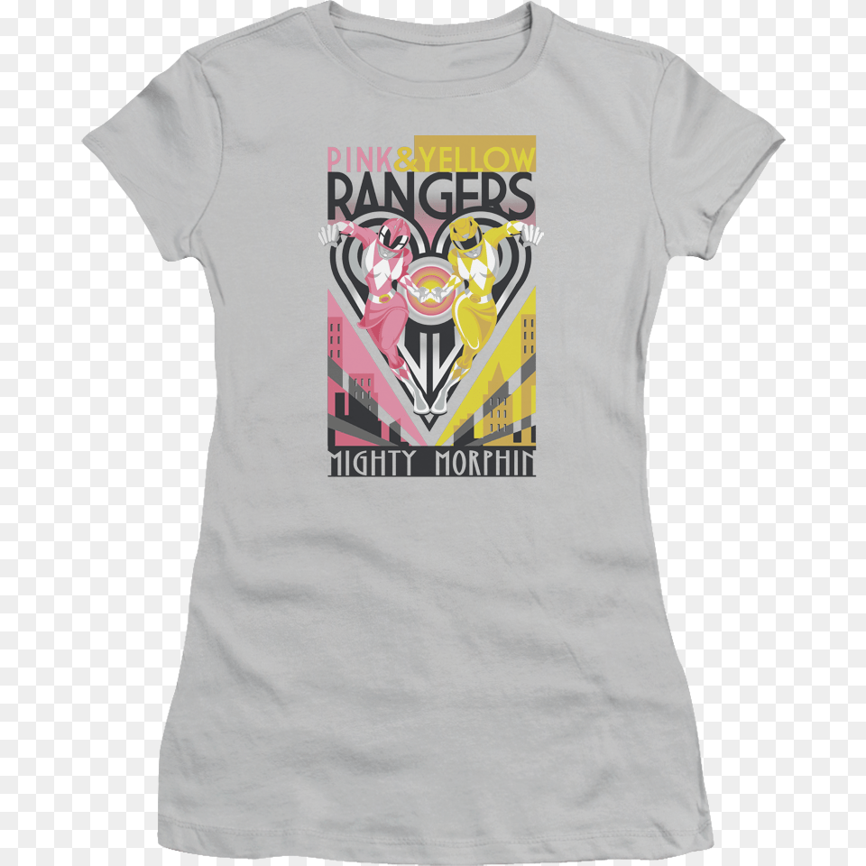 Junior Pink And Yellow Rangers Mighty Morphin Power Power Rangers Shirt Target, Clothing, T-shirt, Person Free Png