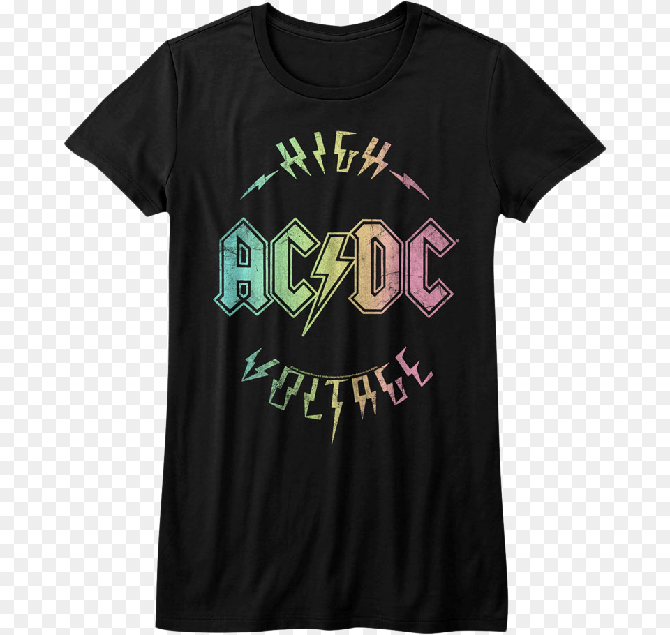 Junior Rainbow High Voltage Acdc Shirt Circle Design For T Shirt, Clothing, T-shirt Png