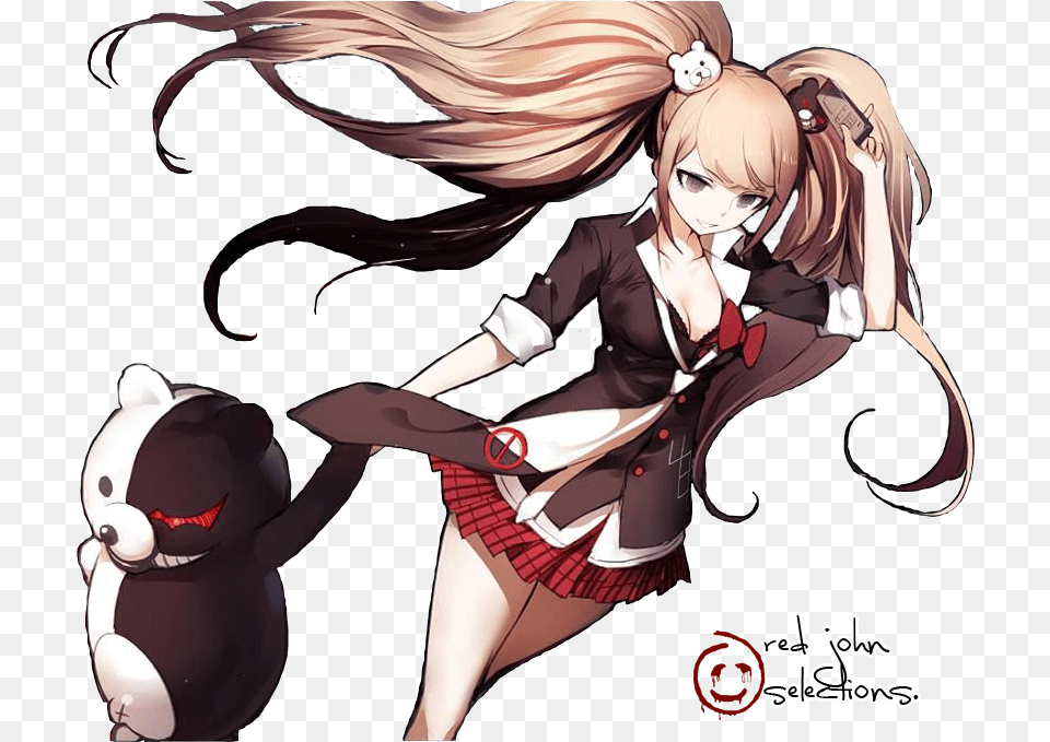 Junko Enoshima Art Red John Smiley Face, Adult, Book, Comics, Female Free Png