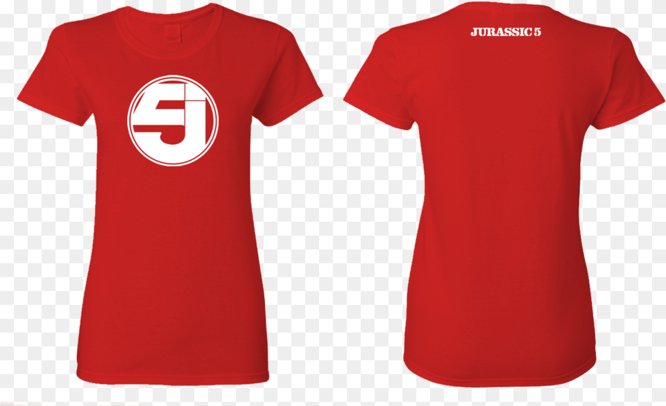 Jurassic 5 Women39s Red And White Tee, Clothing, Shirt, T-shirt Png