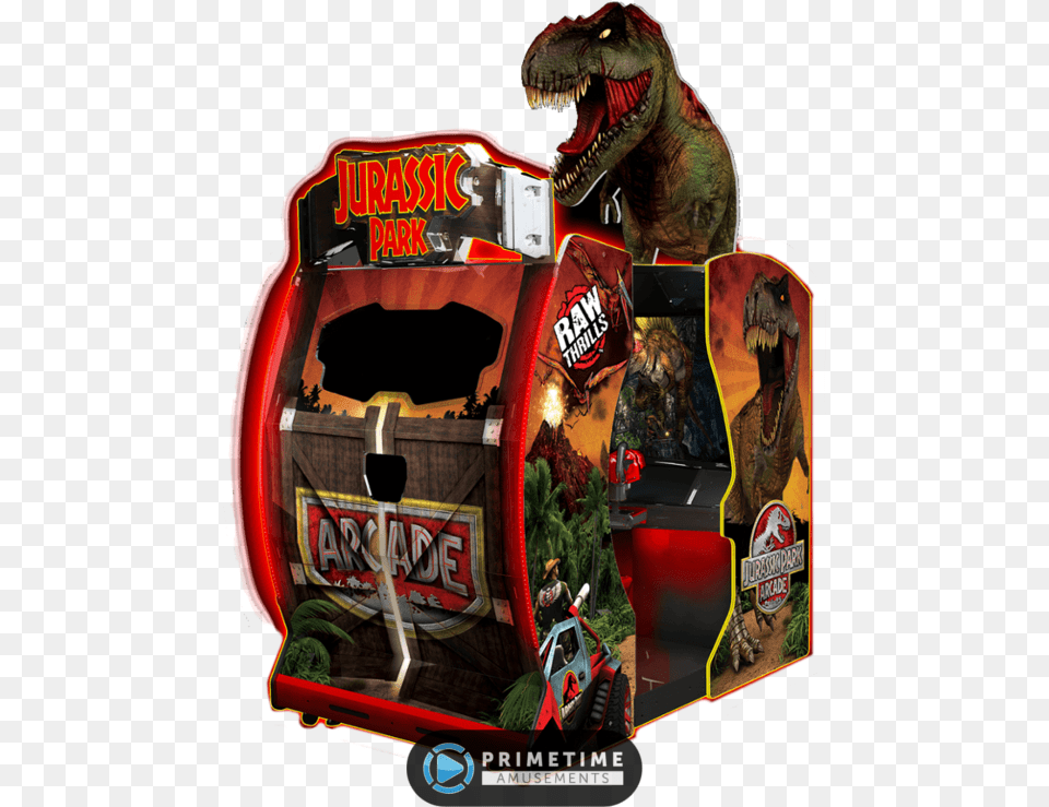 Jurassic Park Arcade By Raw Thrills Jurassic Park Arcade Game, Animal, Dinosaur, Reptile, Person Png Image