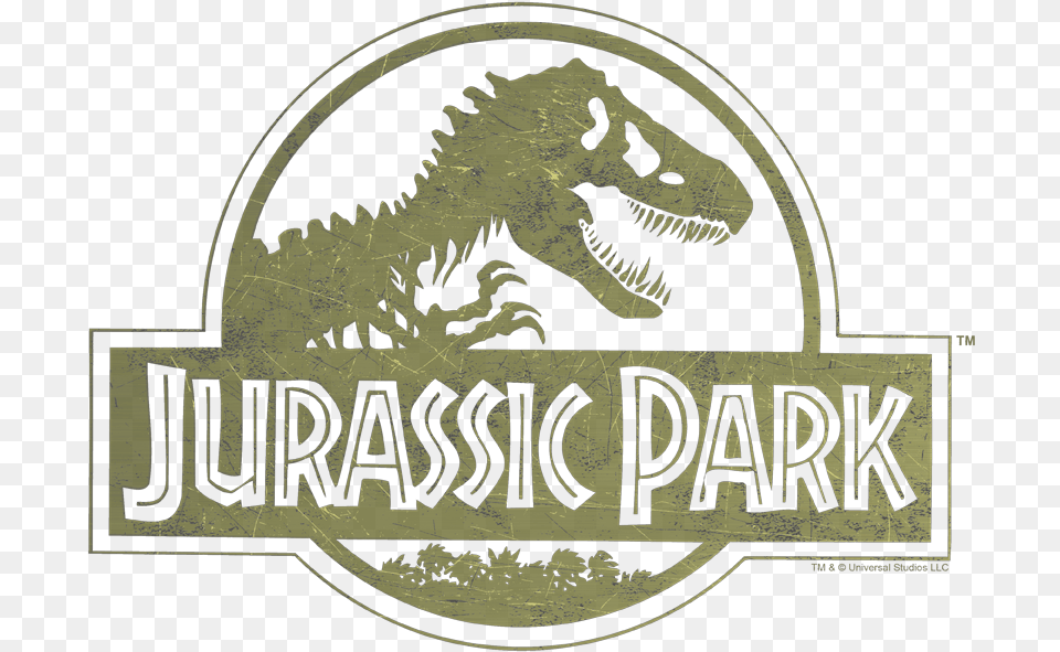 Jurassic Park Distressed Logo Men39s Regular Fit T Shirt Label, Animal, Dinosaur, Reptile, T-rex Free Png