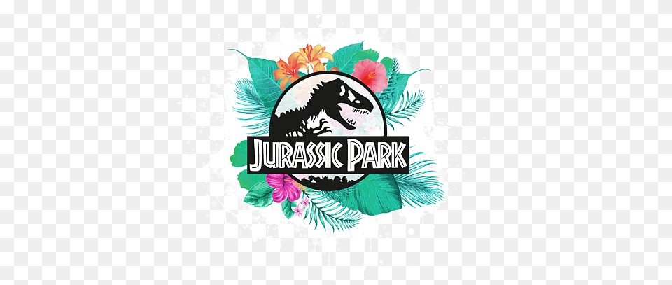 Jurassic Park Logo With Tropical Flowers Carry All Pouch Jurassic Park Yellow Logo, Art, Graphics, Flower, Plant Free Transparent Png