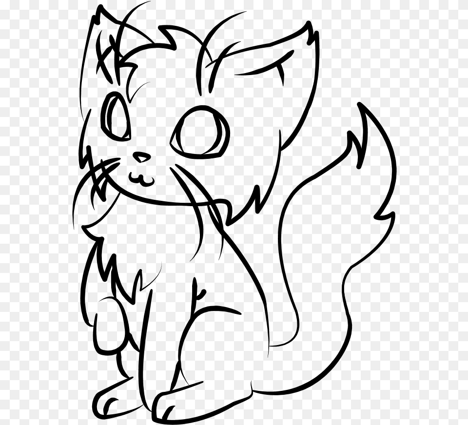 Just A Cat Line Art Animated Transparent White Cat, Gray Free Png Download