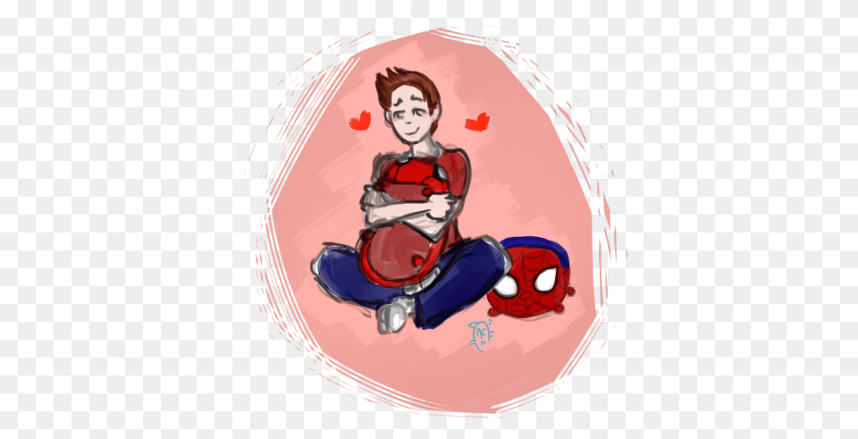 Just A Cute Peter Holding A Deadpool Tsum Tsum Drawing, Baby, Face, Head, Person Free Png Download