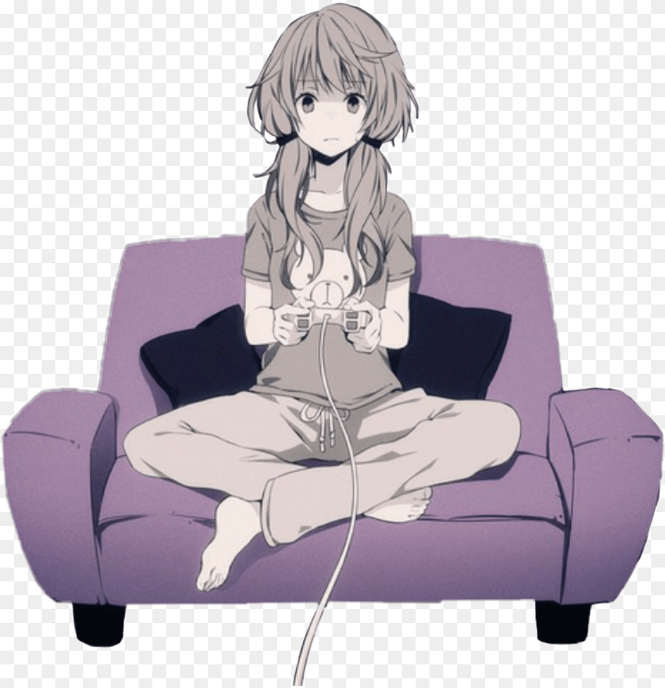 Just A Gamer Girl Playing Video Games Gamer Girl Anime, Publication, Book, Comics, Person Free Png