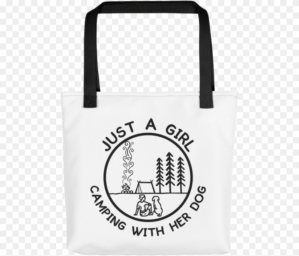 Just A Girl Camping With Her Dog Tote Bag Tote Bag, Accessories, Handbag, Tote Bag, Person Free Png