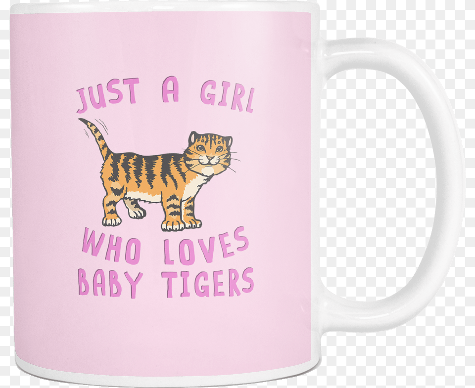 Just A Girl Who Loves Baby Tiger White Mug Both Sides Cute Tiger Large Wall Clock, Cup, Animal, Cat, Mammal Free Png