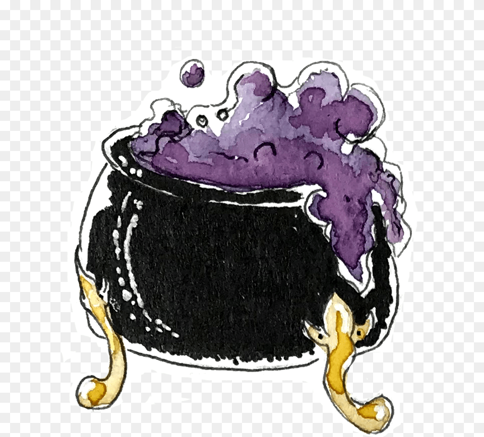 Just A Lil Watercolor Inked Cauldron Watercolor Painting, Tub, Bathing, Bathtub, Person Free Transparent Png