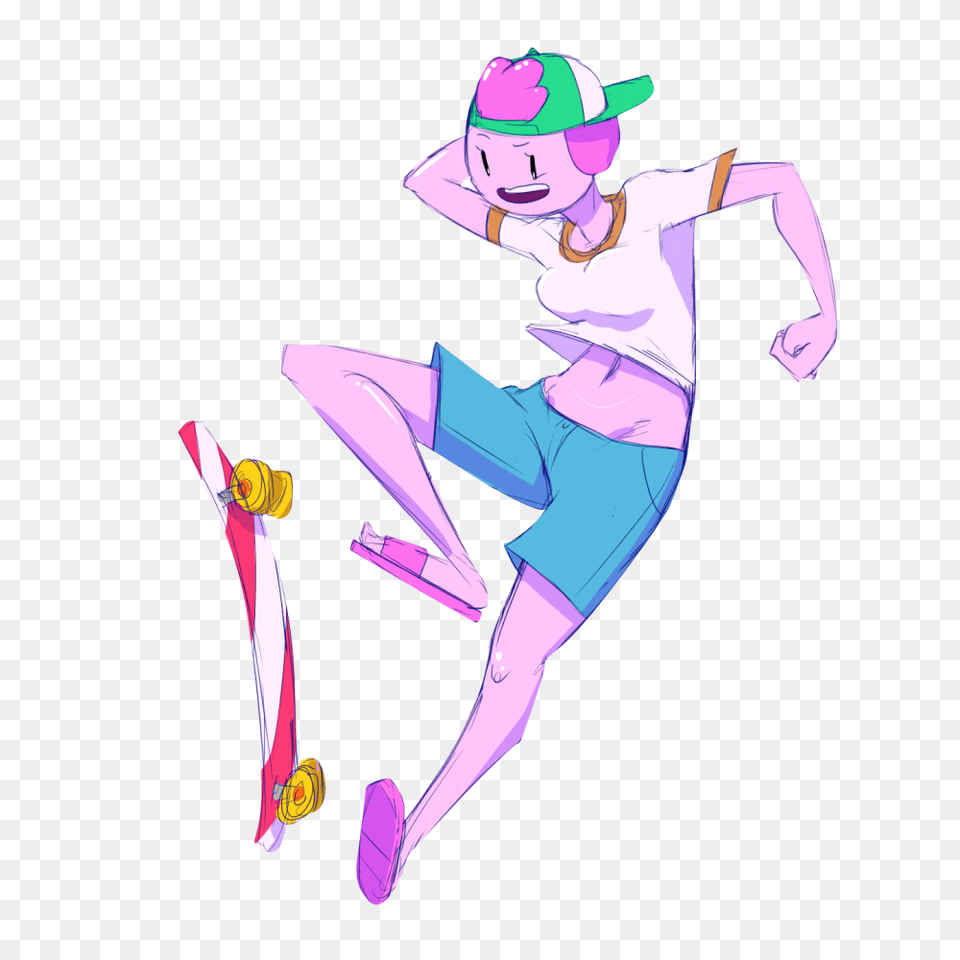 Just A Princess On A Skateboard Adventure Time Know Your Meme, Person, Clothing, Hat, Art Free Png Download
